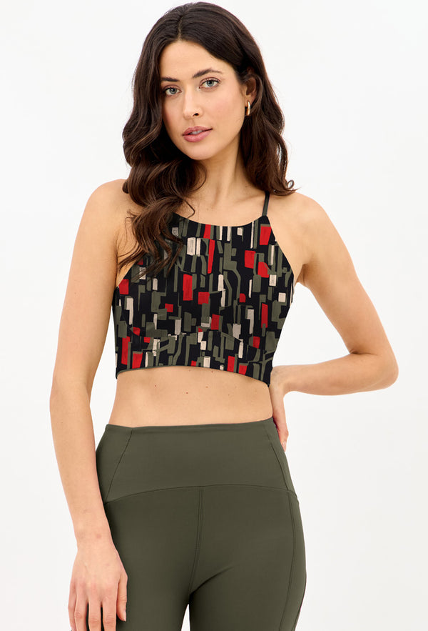 Top dupla face verde elite e estampado Voá