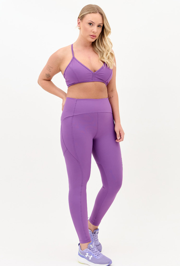 Top curto de alças cruzadas roxo fusão Alquimia