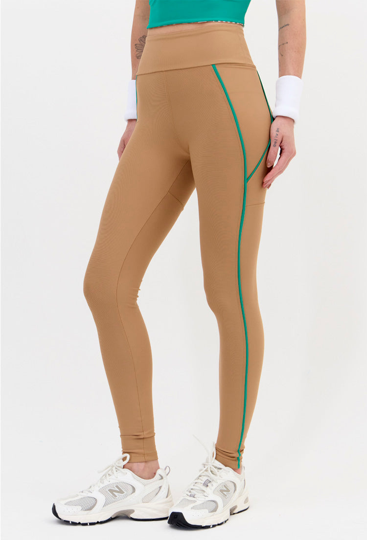 Legging com bolso amêndoa com vivo verde folha Lance