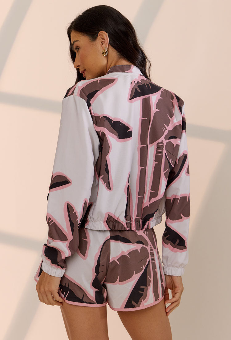 Jaqueta bomber com bolsos frontais estampada Solare
