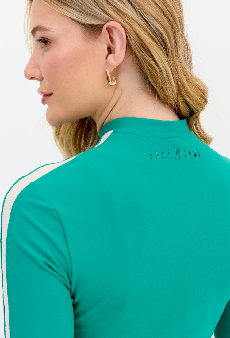 Jaqueta slim de malha com recorte e bolso verde Lance