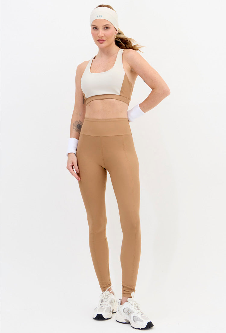 Legging com recorte lisa amêndoa Lance