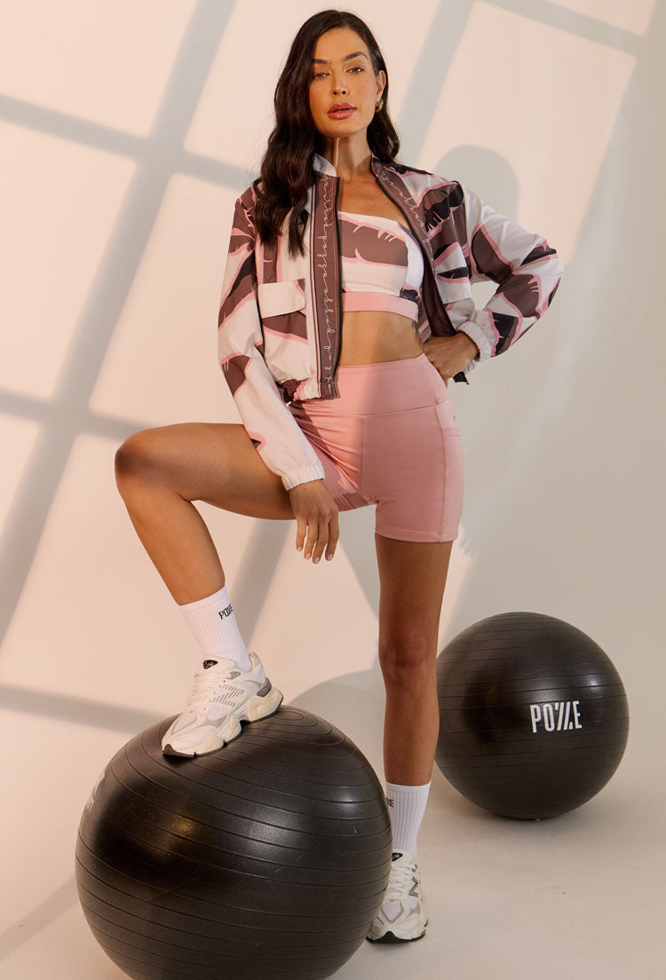 Jaqueta bomber com bolsos frontais estampada Solare