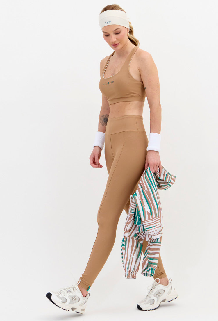 Top nadador dupla face com bojo removível bicolor luna e amêndoa Lance