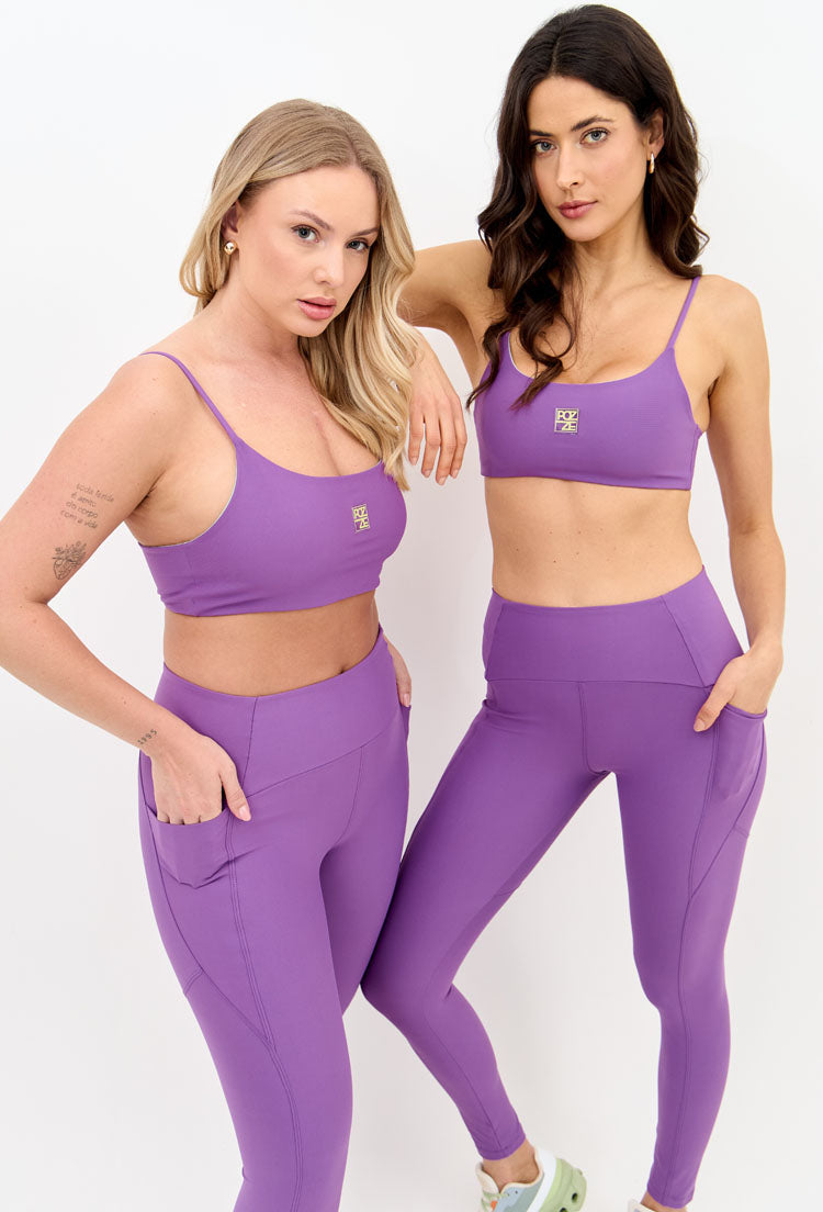 Top faixa dupla face roxo e verde Alquimia
