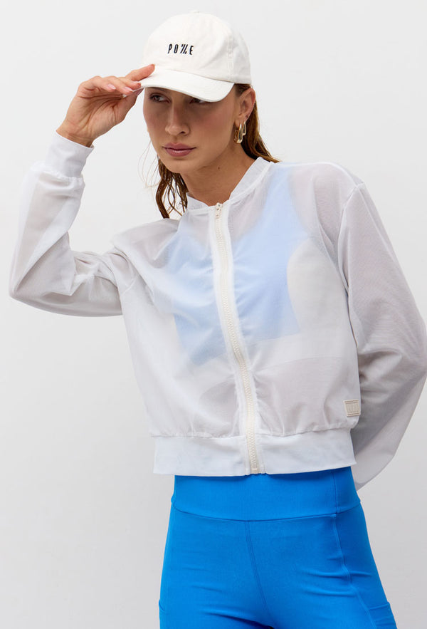 Jaqueta bomber lisa off em tule Athena