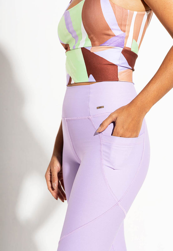 Legging lisa lavanda com bolsos Aura