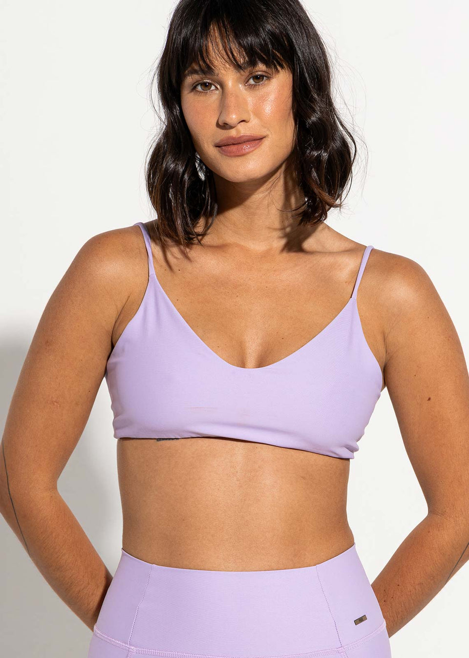 Top alça dupla face liso lavanda Aura