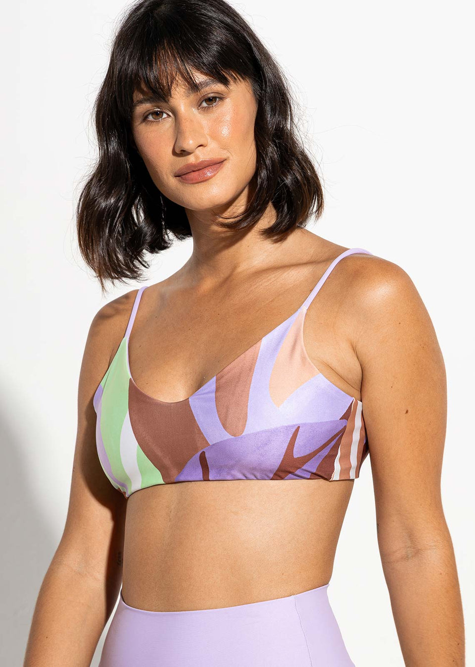 Top alça dupla face liso lavanda Aura