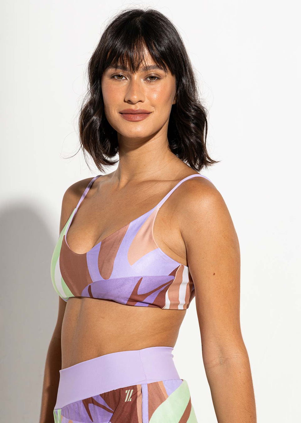 Top alça dupla face liso lavanda Aura