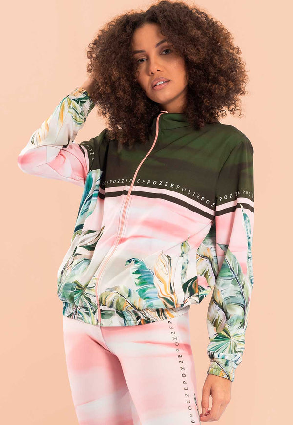 Jaqueta Corta Vento com capuz estampa Oásis