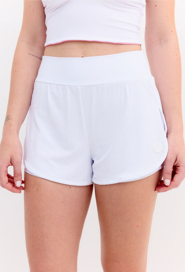 Shorts duplo liso branco cristal com bolso Aurora
