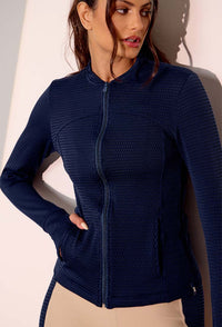 Jaqueta lisa marinho com textura e bolso Gaia