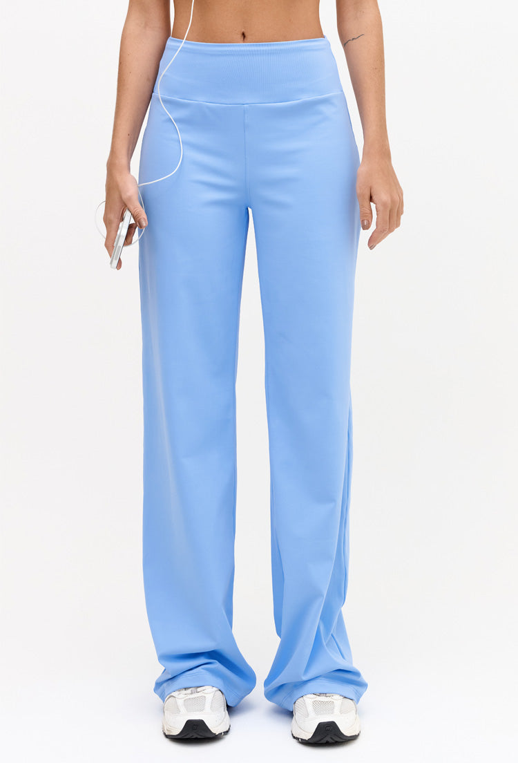 Calça wide leg lisa azul fly Magna