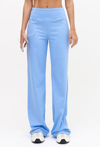 Calça wide leg lisa azul fly Magna