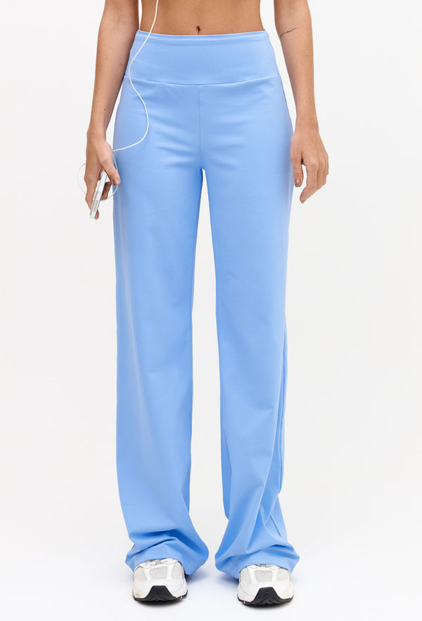Calça wide leg lisa azul fly Magna