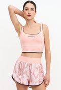 Shorts duplo rose com bolso estampado Domma