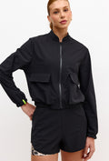 Jaqueta bomber com bolsos frontais lisa preto Pure