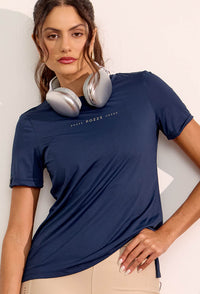 Tshirt alongada nas costas lisa marinho gaia