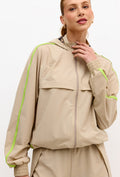 Jaqueta comfy com capuz e bolsos lisa bege árido Pure