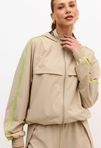 Jaqueta comfy com capuz e bolsos lisa bege árido Pure