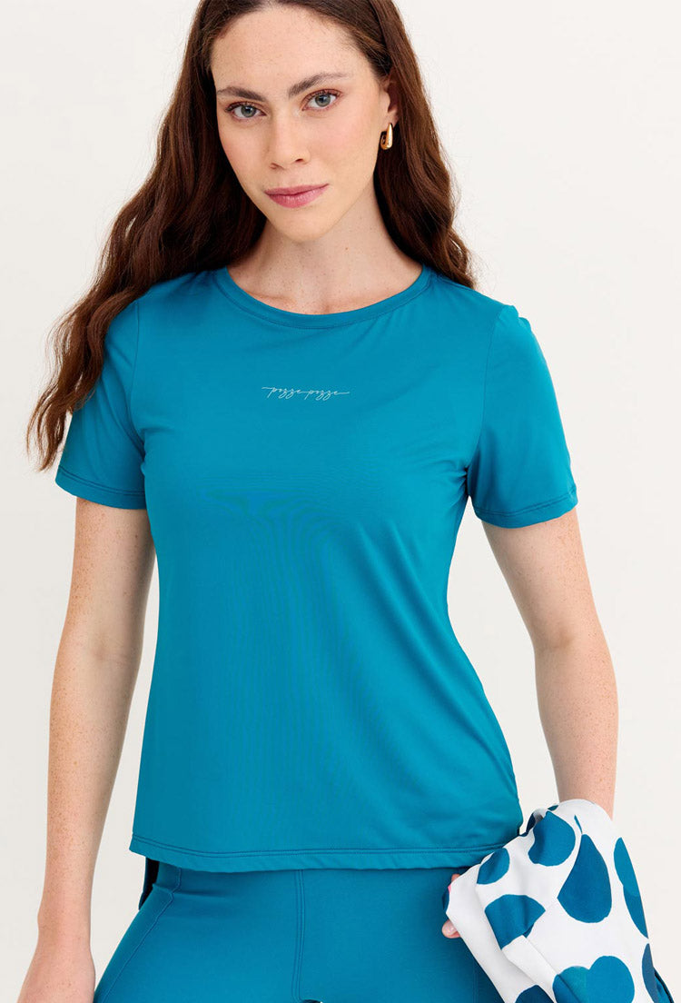 Tshirt alongada nas costas lisa azul atlântico Al mare