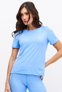 Tshirt alongada nas costas lisa azul fly Sinergia