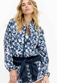 Jaqueta bomber com bolsos estampada Deep