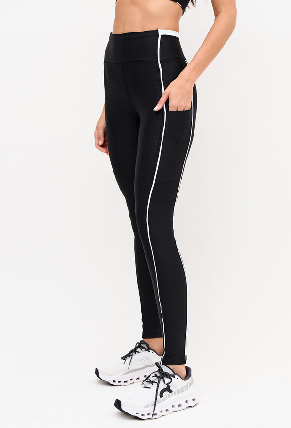 Legging preto com vivo branco cristal Pulsa