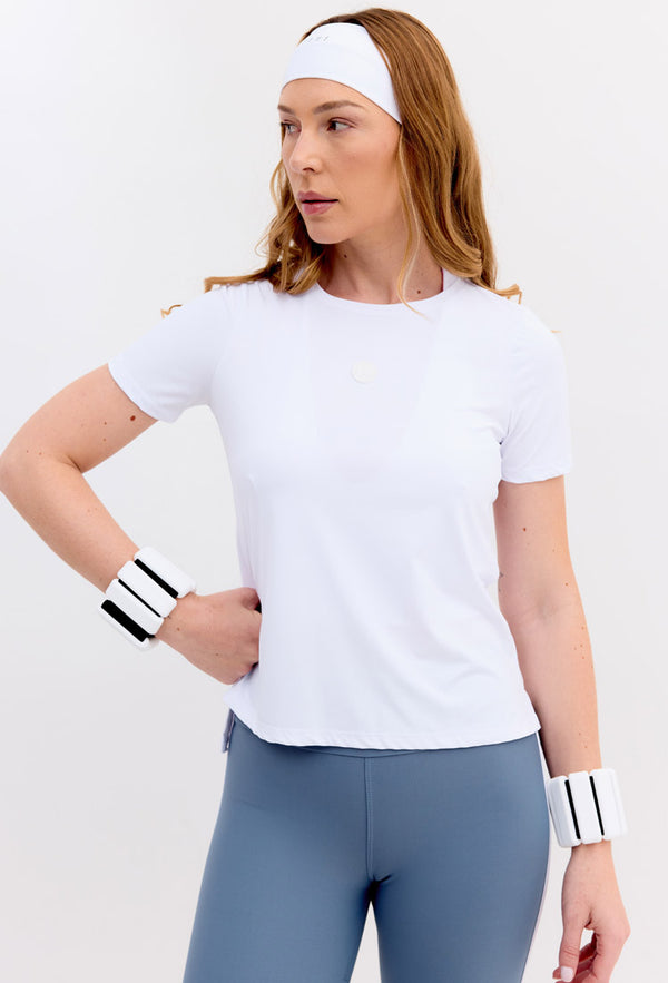 Tshirt alongada nas costas lisa branco cristal Aurora