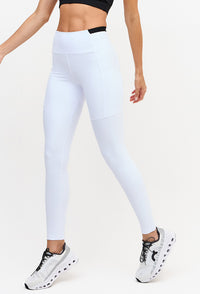 Legging branco cristal com detalhe preto bolsos laterais Pulsa