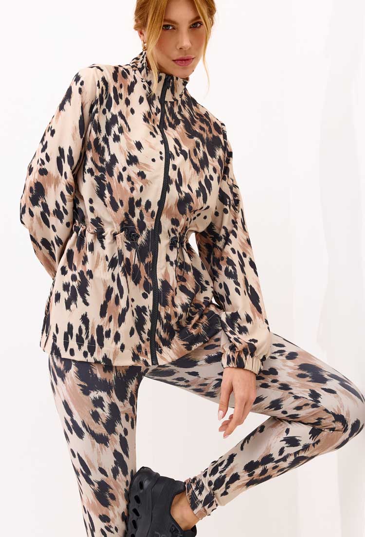 Jaqueta parka alongada corta vento estampada Pure