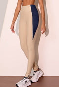 Legging bicolor bege árido e marinho com bolso traseiro Gaia