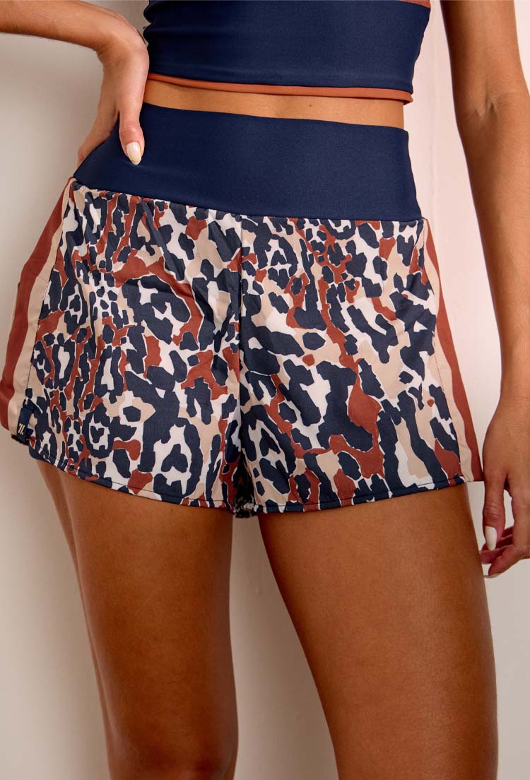 Conjunto Shorts duplo estampado com bolso + Top longo dupla face Gaia