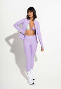Conjunto Top dupla face+Legging+Jaqueta lavanda Aura