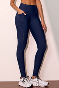 Legging lisa marinho com textura nos bolsos laterais Gaia