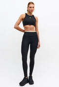 Legging com bolsos preto e detalhe bege árido no cós Pure