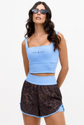 Shorts duplo azul fly com bolso estampado Magna