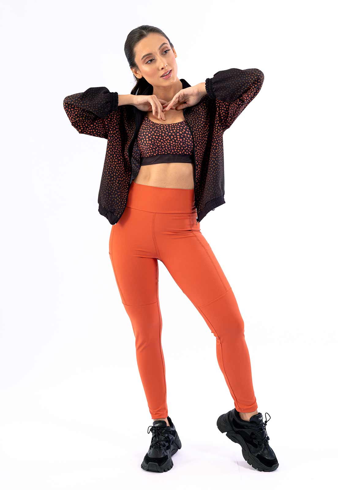 Legging Lisa Bronze com Recortes e Bolsos Anoitecer