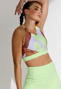 Top running dupla face com bolso estampa Aura