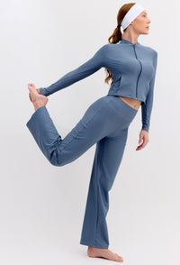 Calça wide leg lisa azul índigo Aurora