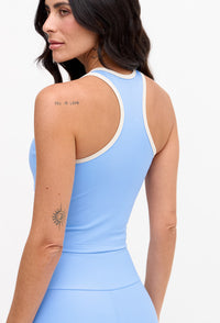 Top longo bicolor azul fly e luna com bojo removível Magna