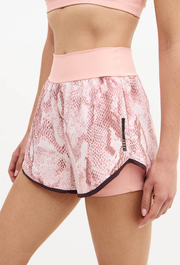 Shorts duplo rose com bolso estampado Domma