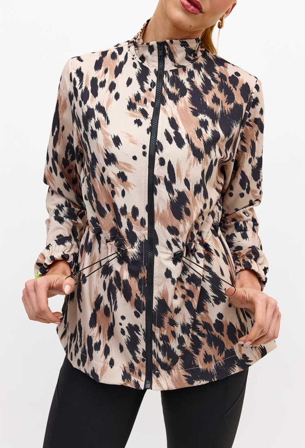 Jaqueta parka alongada corta vento estampada Pure