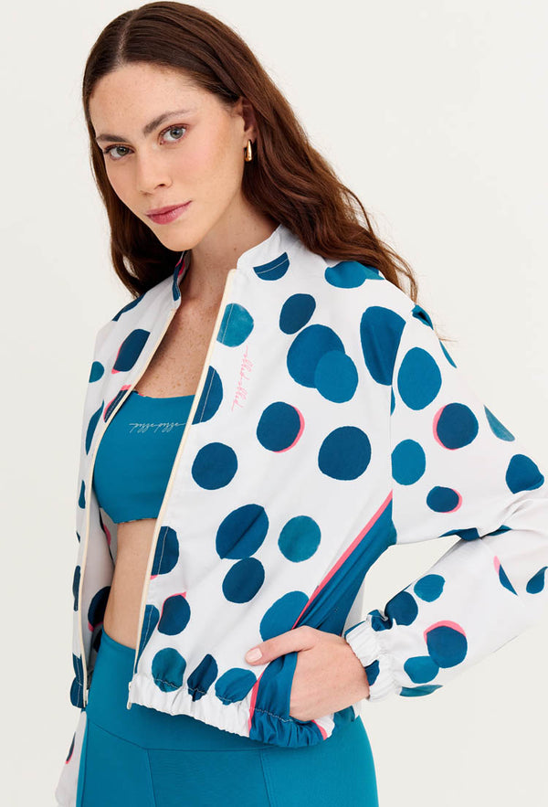 Jaqueta bomber com bolsos estampada poá Al mare