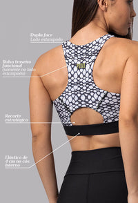 Top running dupla face com bolso estampa Action