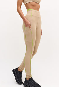 Legging bege árido com vivo verde lima Pure