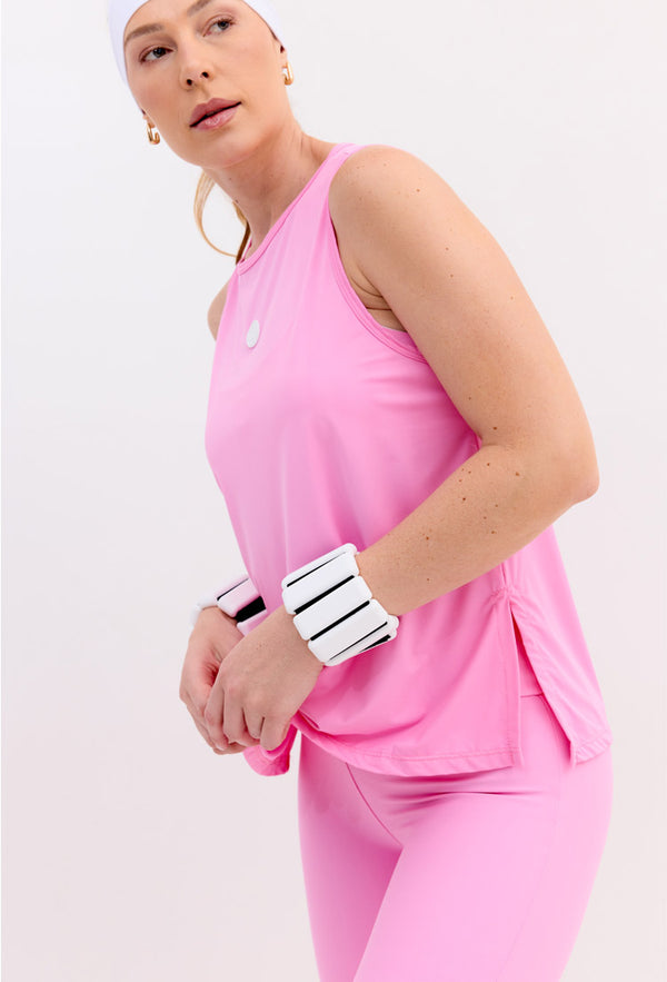 Regata alongada rosa pétala com abertura lateral Aurora