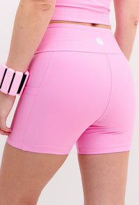Bermuda lisa rosa pétala com bolsos Aurora