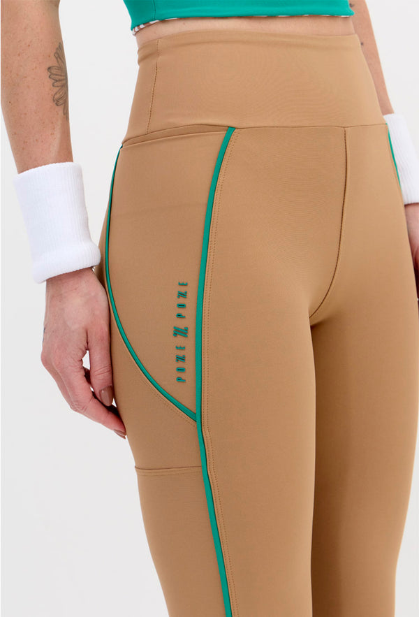Legging com bolso amêndoa com vivo verde folha Lance